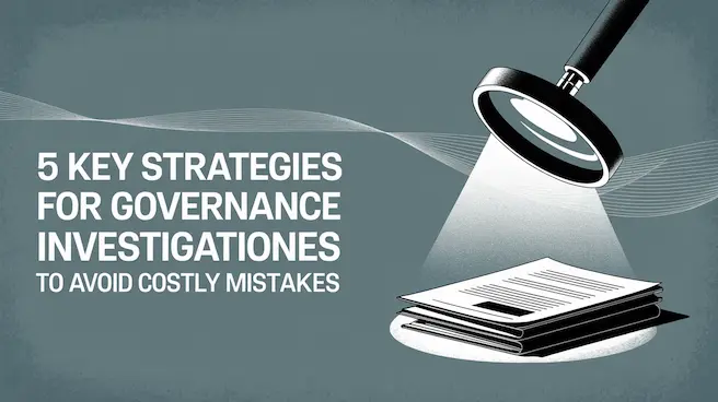 5 Key Strategies for Governance Investigations to Avoid Costly Mistakes 5 Key Strategies for Governance Investigations to Avoid Costly Mistakes